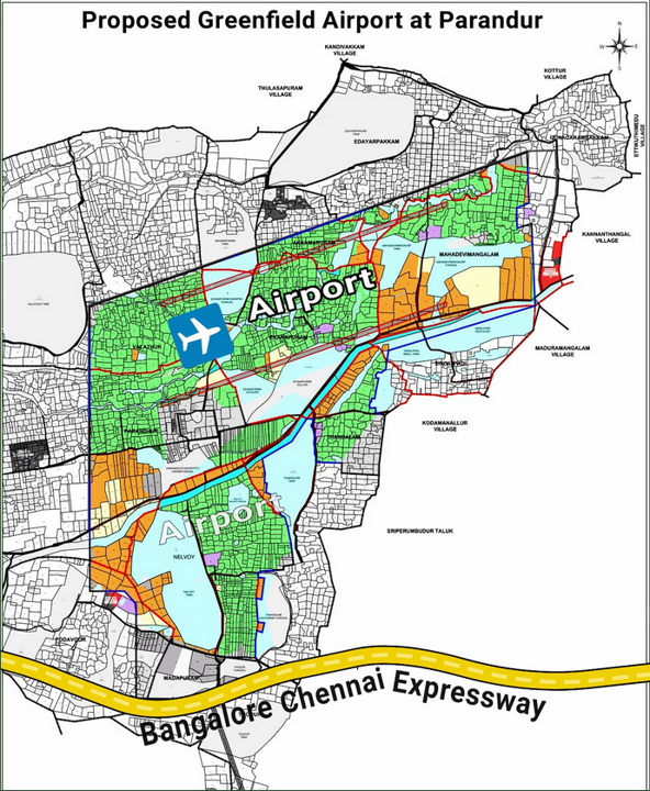 map of proposed airport in Parandur